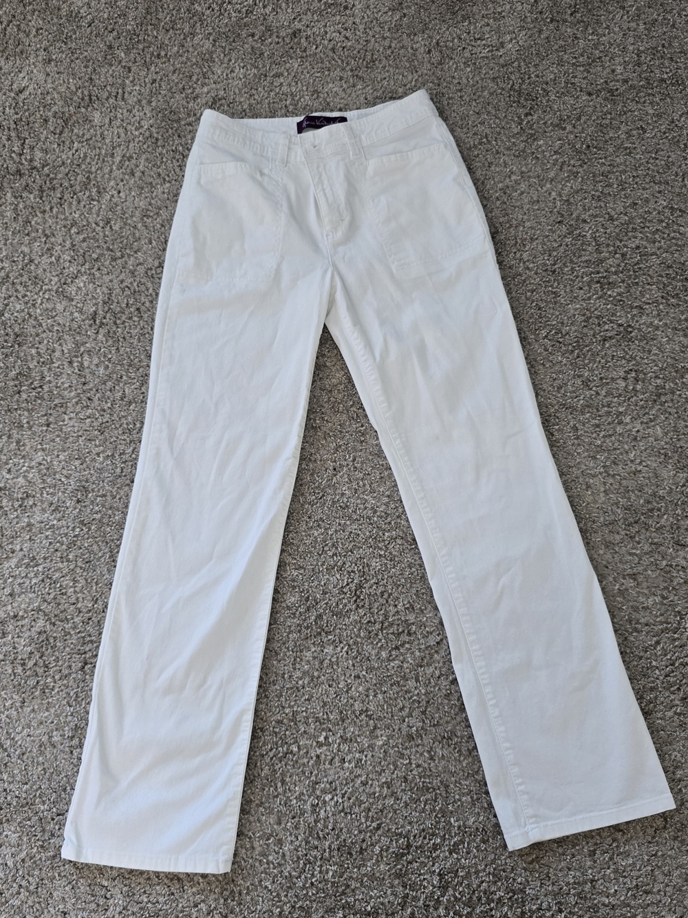 Gloria Vanderbilt White Straight Leg Cotton Pants Quiet Luxury, Old Money Size 6